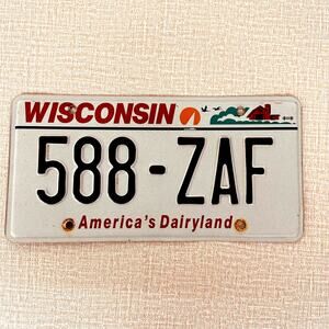 Wisconsin 588-ZAF License Plate Tag WI - man cave‎ garage decor